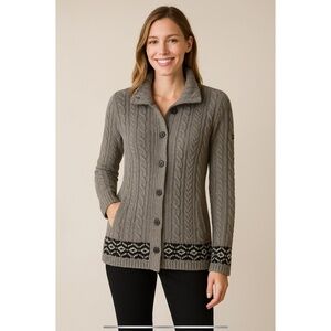 BOGNER FIRE & ICE BUTTON FRONT CARDIGAN SWEATER WOOL BLD CABLE KNIT APRES SKI S